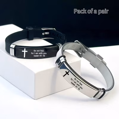 FaithLink Adjustable Bible Quote Bracelet – 2pcs Set